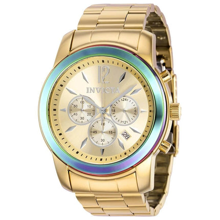 Invicta Men's Chrono Watch - Specialty iridescent Bezel Yellow Gold Bracelet | 40492 ,
