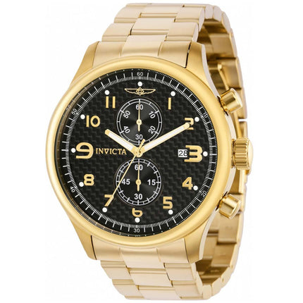 Invicta Men's Chrono Watch - Specialty Quartz Black Dial Yellow Gold Bracelet | 38026 ,