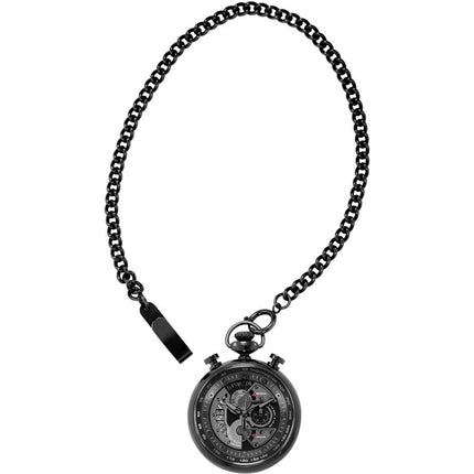 Invicta Men's Chronograph Pocket Watch - Vintage Black and Grey Dial SS Case | 34458 ,