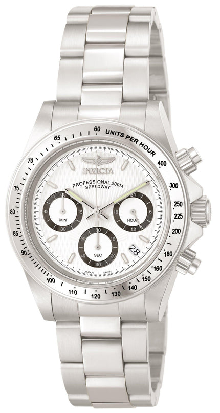 Invicta Men's Chronograph Stainless Steel Watch - Speedway Quartz White Dial | 9211 ,
