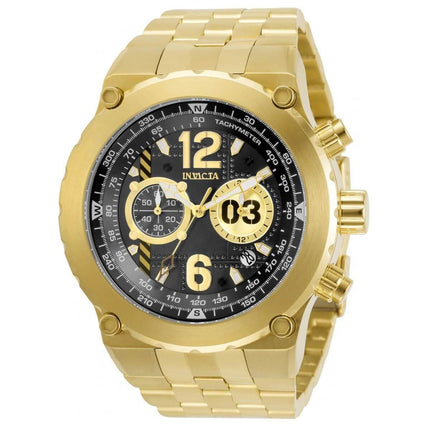 Invicta Men's Chronograph Watch - Aviator Black and Gold Dial Bracelet | 31592 ,