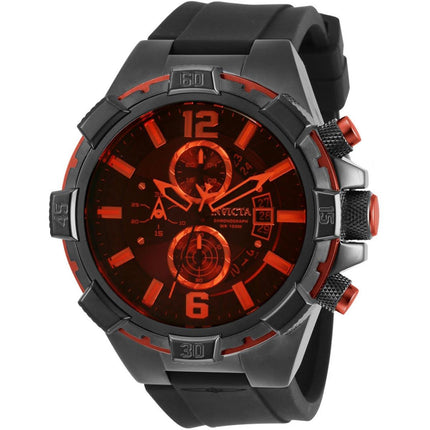 Invicta Men's Chronograph Watch - Aviator Black and Red Bezel Rubber Strap | 30406 ,