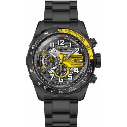Invicta Men's Chronograph Watch - Aviator Black and Yellow Dial Bracelet | 36678 ,