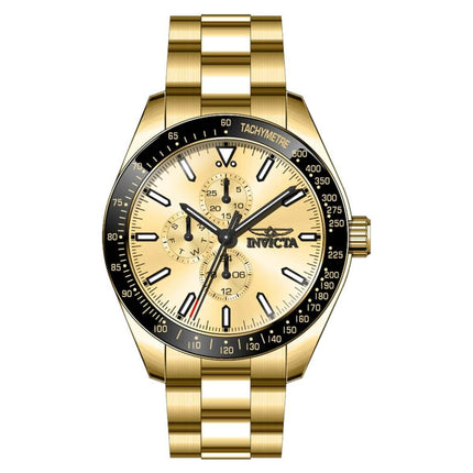 Invicta Men's Chronograph Watch - Aviator Black Bezel Gold Tone Dial Bracelet | 38970 ,