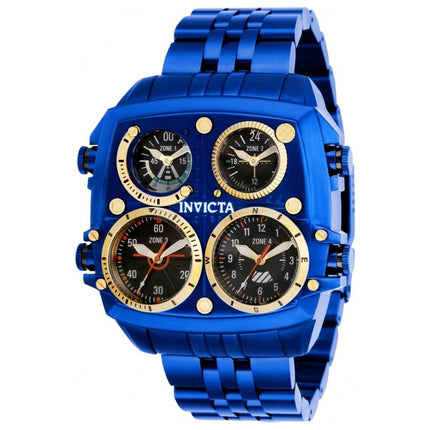 Invicta Men's Chronograph Watch - Aviator Black Dial Blue Case Bracelet | 35199 ,