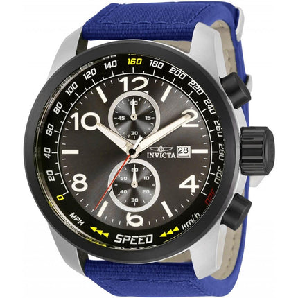 Invicta Men's Chronograph Watch - Aviator Black Dial Blue Nylon Strap | 30734 ,