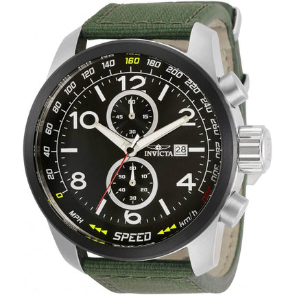 Invicta Men's Chronograph Watch - Aviator Black Dial Green Nylon Strap | 30732 ,