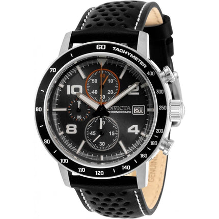 Invicta Men's Chronograph Watch - Aviator Black Dial Leather Strap | 30932 ,