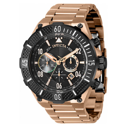 Invicta Men's Chronograph Watch - Aviator Black Dial Rose Gold Steel Bracelet | 40509 ,