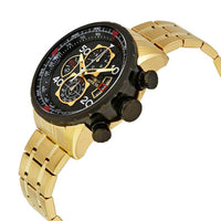 Invicta Men's Chronograph Watch - Aviator Black Dial Yellow Steel Bracelet | 17206 ,