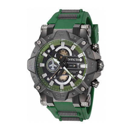 Invicta Men's Chronograph Watch - Aviator Black Steel and Green Rubber Strap | 40180 ,