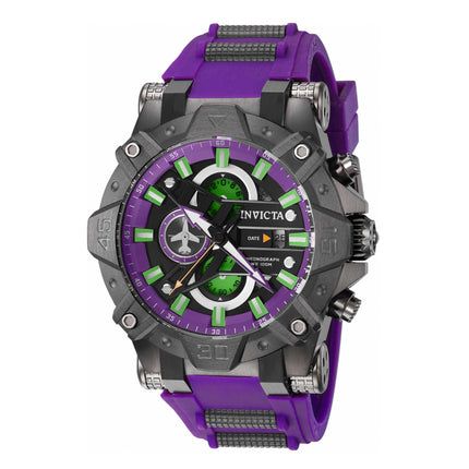Invicta Men's Chronograph Watch - Aviator Black Steel and Purple Rubber Strap | 40181 ,