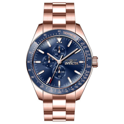Invicta Men's Chronograph Watch - Aviator Blue Bezel Rose Gold Bracelet | 38971 ,
