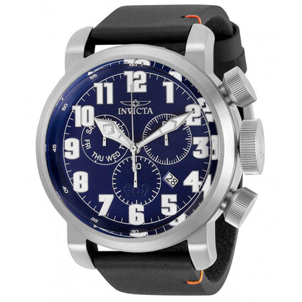 Invicta Men's Chronograph Watch - Aviator Blue Dial Black Leather Strap | 31682 ,