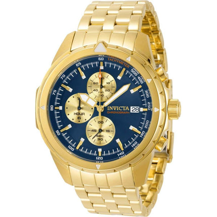 Invicta Men's Chronograph Watch - Aviator Gold Tone and Blue Dial Bracelet | 31496 ,