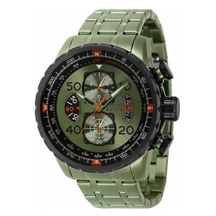 Invicta Men's Chronograph Watch - Aviator Green and Black Dial Bracelet  | 40703 ,