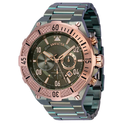 Invicta Men's Chronograph Watch - Aviator Green Dial Rose Gold, Black Bezel | 40517 ,