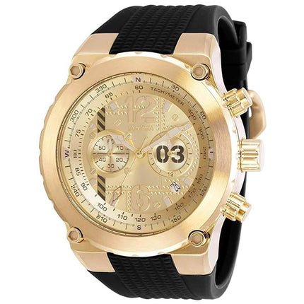 Invicta Men's Chronograph Watch - Aviator Japanese Quartz Gold Tone Dial Strap | 31582 ,