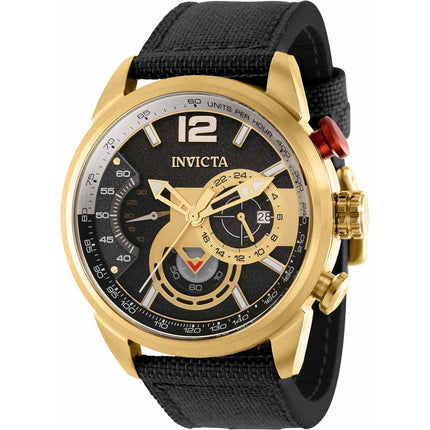 Invicta Men's Chronograph Watch - Aviator Quartz Black and Gold Dial Strap | 39656 ,