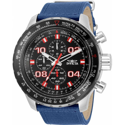 Invicta Men's Chronograph Watch - Aviator Quartz Black Dial Blue Nylon Strap | 34024 ,