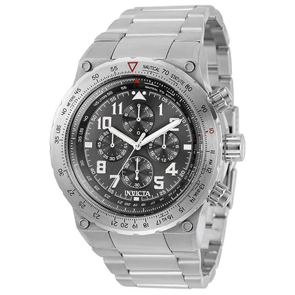 Invicta Men's Chronograph Watch - Aviator Quartz Black Dial Silver Bracelet | 31585 ,