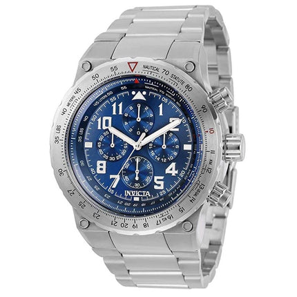 Invicta Men's Chronograph Watch - Aviator Quartz Blue Dial Silver Bracelet | 31586 ,