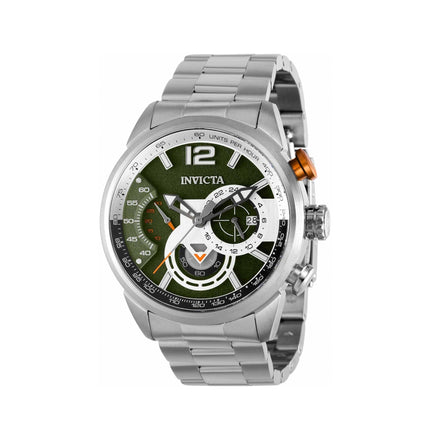 Invicta Men's Chronograph Watch - Aviator Quartz Green and Silver Dial Steel | 39659 ,
