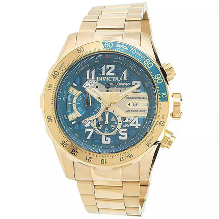 Invicta Men's Chronograph Watch - Aviator Quartz Yellow Gold Steel Bracelet | 36675 ,
