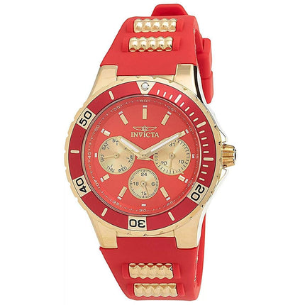Invicta Men's Chronograph Watch - Aviator Red and Gold Tone Dial Strap | 37320 ,