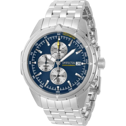 Invicta Men's Chronograph Watch - Aviator Silver and Blue Dial Steel Bracelet | 31495 ,