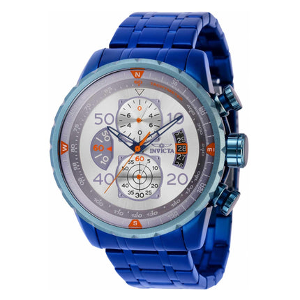 Invicta Men's Chronograph Watch - Aviator Silver Dial Blue Steel Bracelet  | 40707 ,