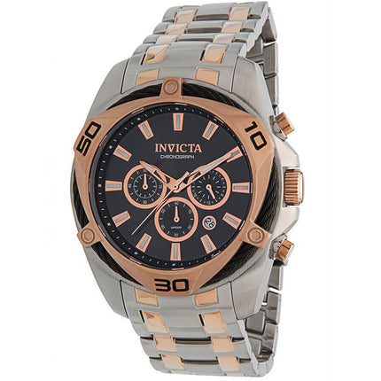 Invicta Men's Chronograph Watch - Bolt Black and Rose Gold Dial Steel Bracelet | 34129 ,
