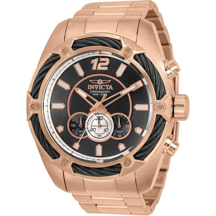 Invicta Men's Chronograph Watch - Bolt Black Dial Rose Gold Bracelet | 31476 ,