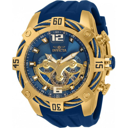 Invicta Men's Chronograph Watch - Bolt Blue and Gold Tone Dial Rubber Strap | 33185 ,