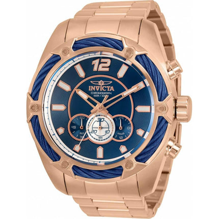 Invicta Men's Chronograph Watch - Bolt Blue Dial Rose Gold Bracelet | 31478 ,