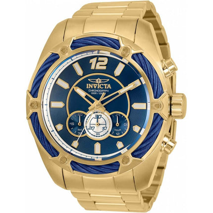 Invicta Men's Chronograph Watch - Bolt Blue Dial Yellow Gold Bracelet | 31477 ,