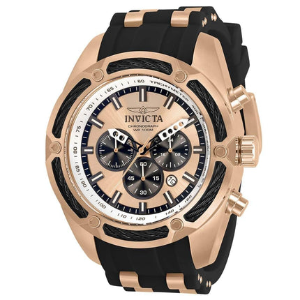 Invicta Men's Chronograph Watch - Bolt Quartz Black And Rose Gold Strap | 31066 ,