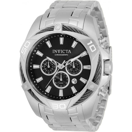 Invicta Men's Chronograph Watch - Bolt Quartz Black and Silver Dial Bracelet | 34118 ,