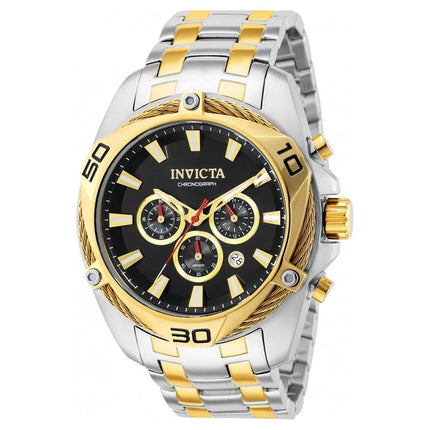 Invicta Men's Chronograph Watch - Bolt Quartz Black Dial Two Tone Bracelet | 38571 ,
