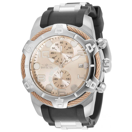 Invicta Men's Chronograph Watch - Bolt Rose Gold Dial Black and Silver Strap | 32311 ,