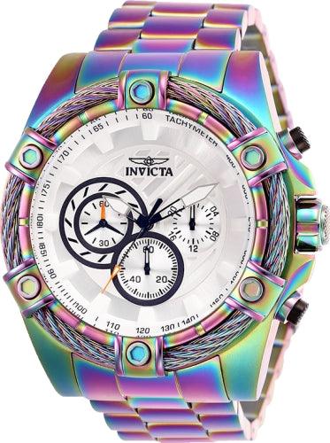 Invicta Men's Chronograph Watch - Bolt Silver & White Dial Iridescent Steel | 25520 ,