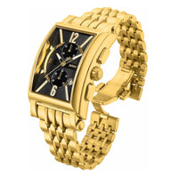 Invicta Men's Chronograph Watch - Cuadro Black Dial Yellow Gold Steel Bracelet | 30465 ,
