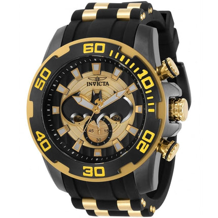 Invicta Men's Chronograph Watch - DC Comics Batman Black and Gold Dial Strap | 32531 ,