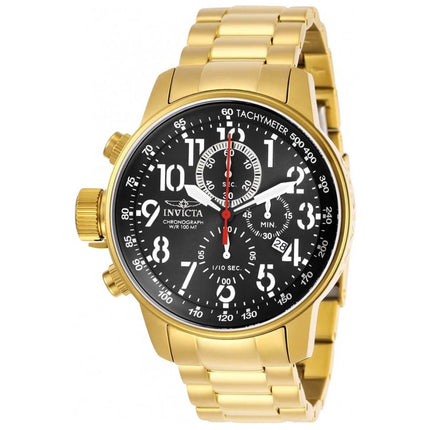 Invicta Men's Chronograph Watch - I-Force Black Dial Yellow Gold Bracelet | 28745 ,