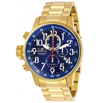 Invicta Men's Chronograph Watch - I-Force Blue Dial Yellow Gold Bracelet | 28744 ,