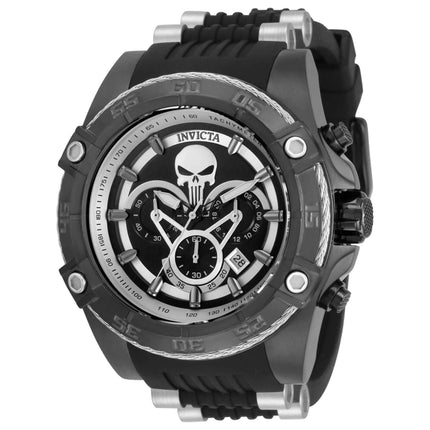 Invicta Men's Chronograph Watch - Marvel Punisher Grey and Black Dial Strap | 35558 ,