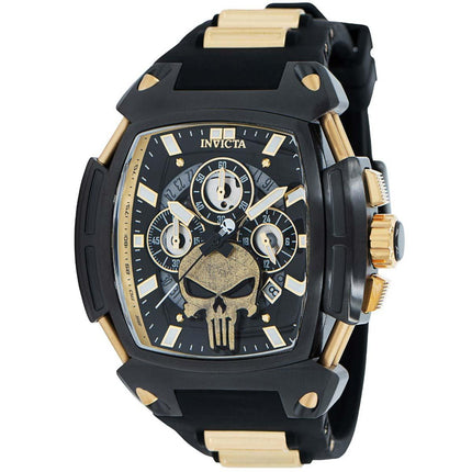 Invicta Men's Chronograph Watch - Marvel Punisher Quartz Black and Gold Dial | 37832 ,