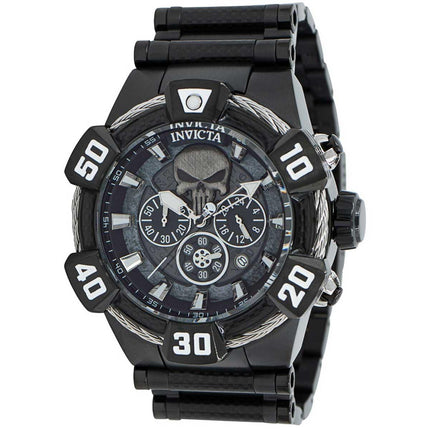 Invicta Men's Chronograph Watch - Marvel Punisher Quartz Black Steel Bracelet | 37687 ,