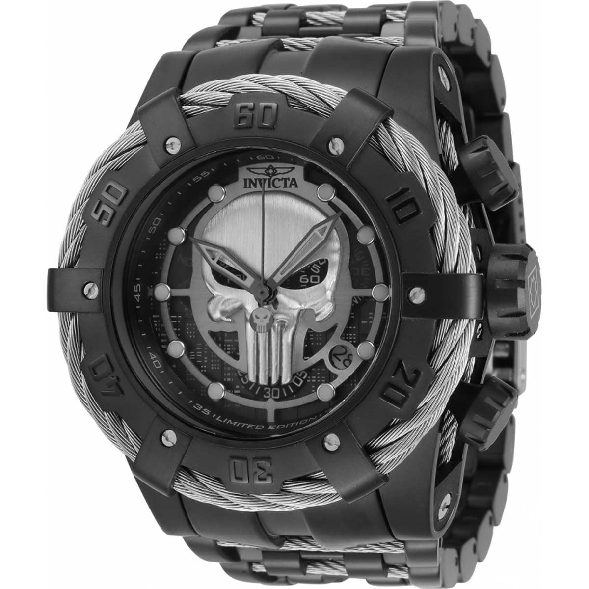 Invicta Men's Chronograph Watch - Marvel Punisher Silver and Black
