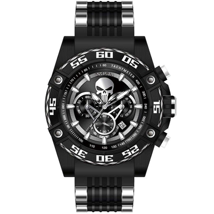 Invicta Men's Chronograph Watch - Marvel Punisher Silver and Black Dial Strap | 35365 ,